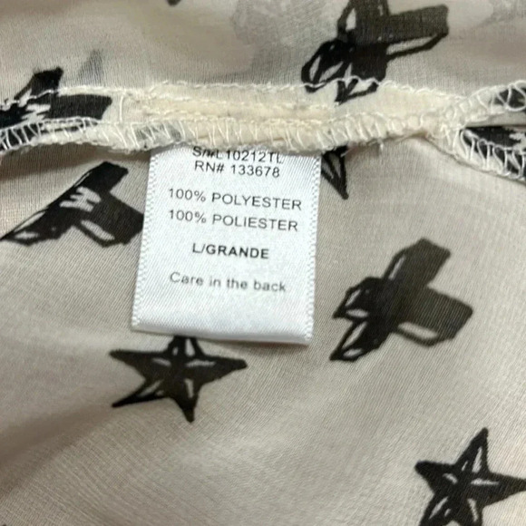 Sheer lace up blouse,cross,star,multi media,hi lo,indie sleeze,Whimsigoth,goth - Picture 9 of 12